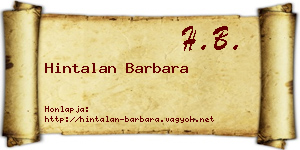 Hintalan Barbara névjegykártya